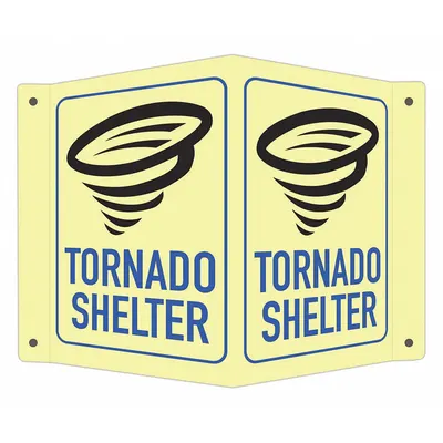 LYLE Emergency Sign: Aluminum, Mounting Holes Sign Mounting - V-Shape Projection Tornado Shelter Signs