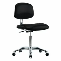 Vinyl ESD & Cleanroom Task Chair, Armless, ISO 4, ESD-Safe, 18-1/2 in Seat, 21-1/2 to 29 in Height, 5 Casters, Aluminum Base