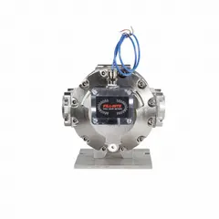 Custody transfer rated oval gear displacement meter for inline installation with 2 in NPT connections. Provides +/-0.5% accuracy and scaled pulse output for integration into automated batching, blending, or inventory control systems. No display; operates at 24V DC maximum.