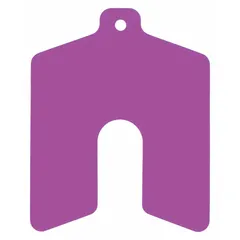 Untabbed slotted shim, 0.0015" thick, B Trade Size, 3 in length and width, purple color. Pack of 20. Width and length tolerance +/-0.030 in, thickness tolerance +/-0.000075 in. Used for precision alignment and gap adjustment in industrial machinery such as pumps, motors, and gearboxes.