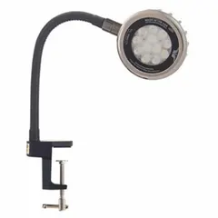 This LED gooseneck task light provides 2,750 lumens of 5000K daylight-color light with an 18W LED. The 12-inch adjustable arm and power cord connection allow flexible positioning for focused illumination on workstations, inspection areas, and assembly lines. It operates on 100 to 240V AC and has a black finish.