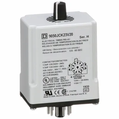 SCHNEIDER Single Function Time Delay Relay: Socket Mounted, 120V DC, 10 A - Socket-Mounted Relays