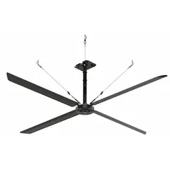 Industrial HVLS ceiling fan from the ECO series with 14 ft blade diameter, variable speed control, and silver finish. Operates on three-phase 480V AC power at 3 A. Suitable for large spaces such as warehouses, distribution centers, and manufacturing facilities.