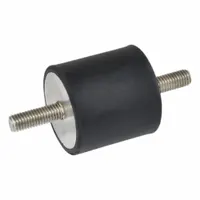 This cylindrical vibration-isolating mount features a male x male design with a natural rubber body. It is used to reduce transmitted vibration from rotating or reciprocating equipment such as pumps, compressors, and motors, helping to protect sensitive components and lower noise levels