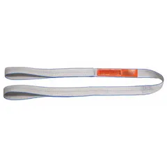 This LIFT-ALL Type 3 protected-edge polyester flat-eye web sling has an 8 ft sling length, 16 in eye length, and 2 plies. It is silver/blue with a standard tag. Suitable for industrial lifting and rigging tasks requiring a flat-eye configuration.