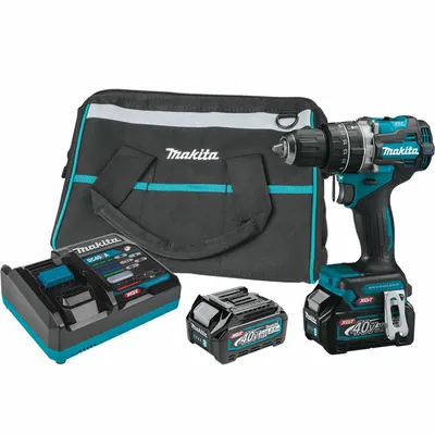 MAKITA Hammer Drill Kit: 40V DC, Compact Premium, 1/2 in Chuck, 1/2 in Concrete Capacity - Makita Cordless Hammer Drills