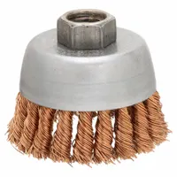 WEILER Cup Brush: Twisted Bronze, 2 3/4 in Dia, 0.02 in Fill Dia, 5/8"-11 Arbor (MPN 93810)