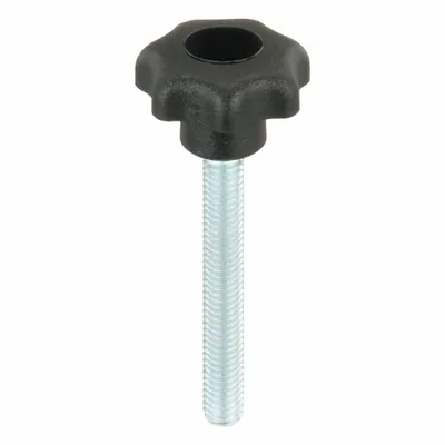 KIPP Hand Knob: 7 Point, Plastic w/ Steel Thread, M6 Thread, 45 mm Thread Lg - 7-Arm Knobs with Threaded Stud