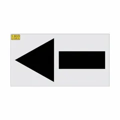 This RAE arrow stencil is used for marking floors, walls, or equipment with a straight arrow directional indicator. It is common in industrial facilities, warehouses, and safety zones to guide traffic or workflow. The stencil measures 30 inches wide by 62 inches tall and is 0.125 inches thick.