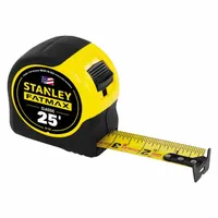 STANLEY Tape Measure: Nonmagnetic Single Hook Tip, 25 ft, Plastic with Rubberized Grip, Black/Yellow (MPN 33-725)