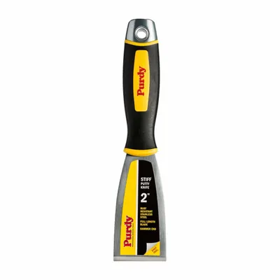 PURDY Putty Knife: Bld. Mat. Stainless Steel, Hdl. Mat. Rubberized, Stiff - Standard Scrapers