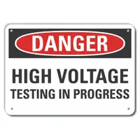 Reflective High Voltage Danger Sign: Aluminum, Mounting Holes Sign Mounting, Engineer Grade, Danger (MPN LCU4-0522-RA_10X7)