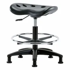 APPROVED VENDOR Polyurethane Lab Stool, Height Range 19 to 26 1/2 in, 17 in Seat Width, 14 in Seat Depth, 5 Glides, Fiberglass Base, Black