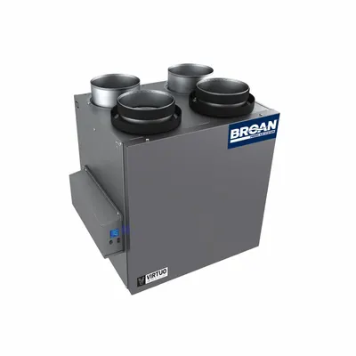BROAN Energy Recovery Ventilator: Top Port, 127 cfm @ 0.400 in SP, 80% Max. Efficiency - Residential Energy-Recovery Ventilators