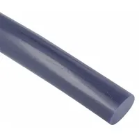 Polyurethane round belt with solid-core construction, 1/4 in diameter, 100 ft length, and 80A hardness. Designed for use with minimum 1 3/4 in pulley diameter. Suitable for conveying and transfer applications where metal detectability is required