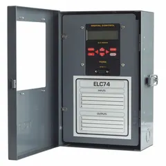 The TORK ELC74 is a digital timer switch with astronomic functionality, automatically adjusting on/off times based on sunrise and sunset. It features a metal body, panel mount design, and SPDT switching. Rated for outdoor use, it operates on 24/120/208-240/277V AC. Typical applications include control of outdoor lighting, signage, and equipment requiring automatic seasonal schedule adjustment.