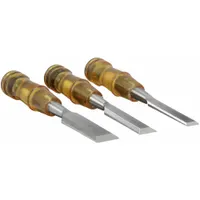 Wood Chisel Set: Plastic, 7 3/4 in Overall Lg, 3 Pieces, 1/2 in/1 in/3/4 in, 1 in_1/2 in_3/4 in Wd (MPN 4YR15)