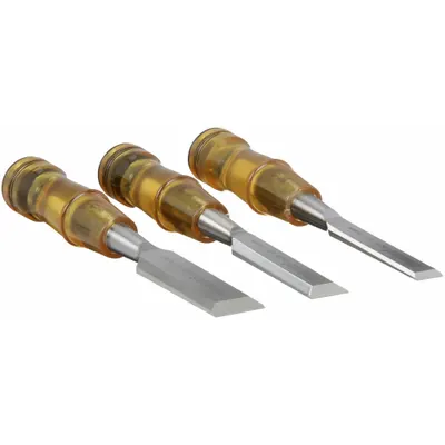 WESTWARD Wood Chisel Set: Plastic, 7 3/4 in Overall Lg, 3 Pieces, 1/2 in/1 in/3/4 in - Wood Chisel Sets