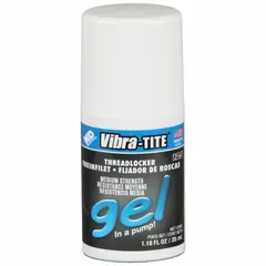 Blue, no-drip threadlocker in a 1.18 fl oz bottle. Medium-strength formula secures threaded fasteners against vibration and loosening. Suitable for industrial equipment applications requiring disassembly with hand tools.