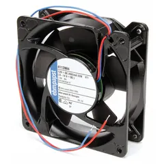 Standard square axial fan with polyamide blades, delivering 209 cfm at 0.000 in static pressure. Measures 4 11/16 inches in height and 1 1/2 inches in depth. Features lead wire connections and IP20 rating. Suitable for general-purpose cooling and ventilation in enclosures and HVAC systems.
