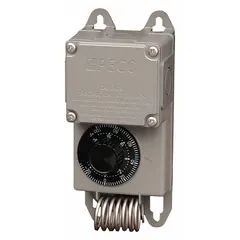 This PECO thermostat is a single-stage control for heat or cool applications. It operates on 120, 208, 240, 277, or 480 V AC and is housed in a NEMA 4X weatherproof enclosure. Suitable for outdoor or washdown areas in industrial environments.