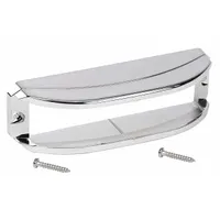 Silver plastic bezel for vehicle light mounts and brackets. Measures 1-1/2 in length, 5 in height, and 1-1/2 in width. Compatible with FEDERAL SIGNAL model MPSW9-W. Used to trim and protect warning light housings on emergency and service vehicles