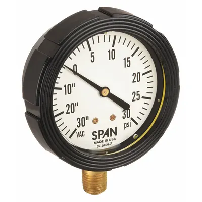 SPAN LFS-210 Compound Gauge with Internal Seal - Dial Pressure Gauges with Freeze- & Clog-Resistant Internal Seal