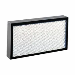 HEPA fume hood filter for capturing airborne particulates in laboratory or industrial ventilation enclosures. Overall dimensions: 24 in height, 77 in width, 28 in depth. Type 1.