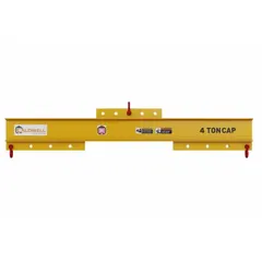 This CALDWELL low-headroom lifting-spreader beam has a 4 ton working load limit and is adjustable. Constructed of steel, it is used for distributing load forces evenly during overhead lifting in material handling and rigging applications.