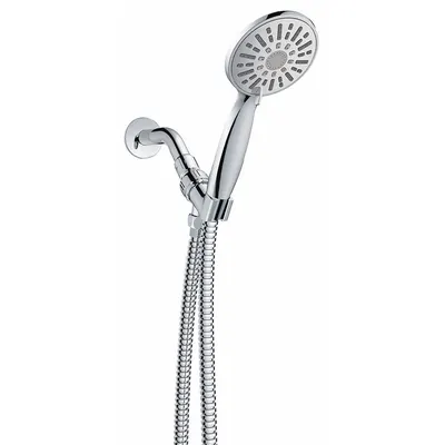 EZ-FLO Handheld Showerhead: ABS, Chrome, 2 gpm Flow Rate, 4 in Handheld Showerhead Wd (MPN 15143) - Handheld Showerheads with Hose & Mounting Bracket