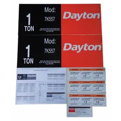 This label kit provides replacement labels for DAYTON jib cranes, specifically for model 7K557. It is used in material handling applications to ensure clear operational guidance and compliance. The kit includes necessary labels for safe crane operation in industrial facilities.