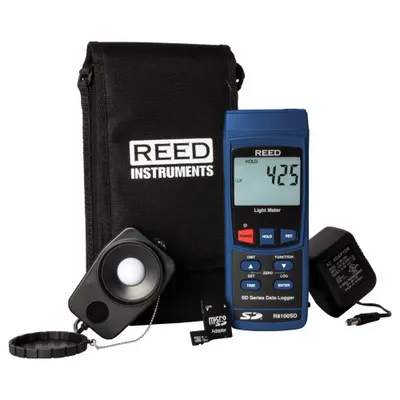 REED INSTRUMENTS Data Logging Light Meter: LCD, RS-232, Daylight/LED - Data Logging Light Meters