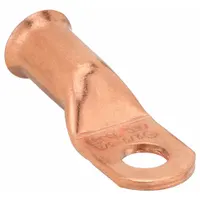WESTWARD Lug: Crimpable Side Terminal, Crimp/Solder, Copper, 2/0 ga, 3/8 in Stud Size, Straight