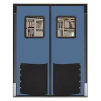 Swinging Door: Polyethylene, 2 Doors, Blue, 7 ft Door Wd, 8 ft Door Ht, Window Included, 1 PR (MPN 8496RD25CBL)