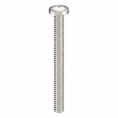 Pan head machine screws with #10-24 thread, 2 in length, made from 316 stainless steel with a plain finish. Phillips drive with #2 drive size. Sold in a 10-pack. Suitable for general fastening applications where corrosion resistance is required.