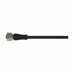 Single-ended cordset with a black PUR jacket for twisting applications. Features an M12 female straight connector on one end and bare wire on the other. 5 pins, 22 AWG wire, 3 m cable length. Rated IP65, max current 4 A. Suitable for connecting sensors or actuators in industrial automation environments.
