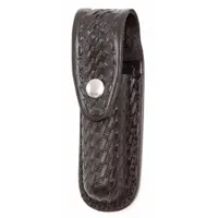 GOULD & GOODRICH, INC. Flashlight Pouch: Black, Leather, Basket Weave, Snap Closure (MPN B672-7W)