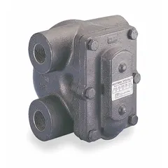 Cast iron float and thermostatic steam trap with 3/4 in FNPT connection, rated for 1,450 lb/hr condensate capacity at 75 psi maximum pressure and 406°F maximum temperature. Designed for horizontal installation in steam mains, unit heaters, and process heating systems to automatically remove condensate while conserving steam.