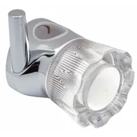 This replacement handle is designed for use with Temp-Gard bathtub and shower valves. It features a chrome finish and a brass trim plate. The handle is used to operate water flow and temperature control in residential or commercial plumbing systems