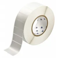 Precut label roll measuring 1 in x 2 in with a tamper-indicating checkerboard footprint pattern. Designed for use with the BBP11 printer series. The pattern reveals unauthorized removal attempts by leaving a visible residue or void message