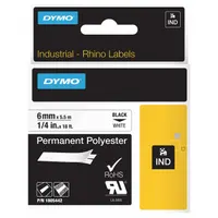 Combined Label and Ribbon Cartridge: 1/4 in x 18 ft, Polyester, White (Gloss), Indoor/Outdoor (MPN 1805442)
