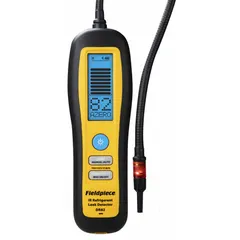 The FIELDPIECE DR82 is an infrared-type refrigerant leak detector with a sensitivity of 0.03 oz/yr. It is compatible with R-134A refrigerant and A2L refrigerants. The device operates on a 3.7V DC charging voltage. Suitable for locating leaks in HVAC and refrigeration systems.