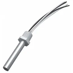 Surface-mount heat detector with mechanical sensor, round shape in gray. Rated for 0.5 A at 125V AC, operates on 6 to 25V AC or 6 to 25V DC. Suitable for outdoor fire alarm systems where heat detection is preferred over smoke, such as in kitchens or boiler rooms. Meets MEA standards.