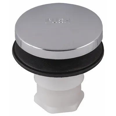 OEM Drain Stopper: Plastic, Chrome-Plated, Toe Touch - Bathtub Drain Stoppers