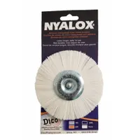 DICO Abrasive Wheel Brush: Nylon, 4" Dia x 3/8" Wd, Shank, 0.022" Fill (MPN 7200081)