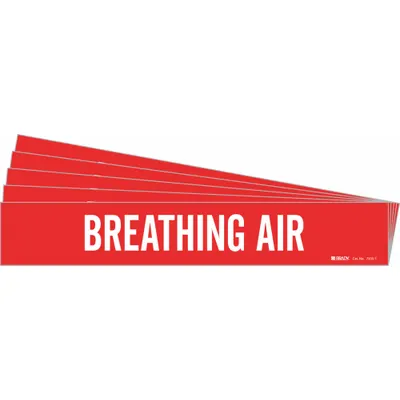 BRADY Pipe Marker: Breathing Air, Red, White, Fits 2 1/2 to 7 7/8 in Pipe O.D. - Breathing Air Adhesive Pipe Markers
