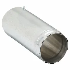 This gas vent pipe is constructed with outer galvanized steel and an inner aluminum liner. It is designed for Category I venting applications, commonly used to exhaust combustion gases from gas-fired heating equipment. The snap-lock connection facilitates assembly in vent runs.