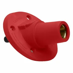 Female single pole receptacle with threaded stud termination and angled taper nose mating design. Rated for 600V AC and 600V DC. Suitable for panel, switchgear, and heavy equipment applications requiring secure, vibration-resistant connections.