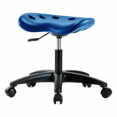 APPROVED VENDOR Polyurethane Lab Stool, Blue, 16-21 in Height, 17 in Seat Width, 14 in Seat Depth, Fiberglass Base, 5 Casters