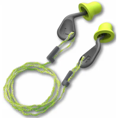 HEXARMOR Ear Plugs: Bell, 27 dB NRR, Gen Purpose, Corded, Reusable, Push-In, Yellow - Bell-Shaped Earplugs